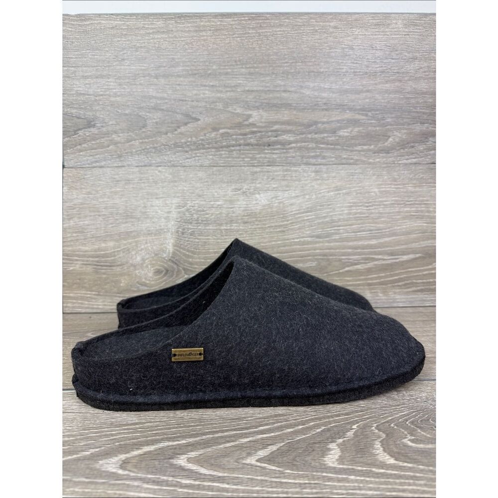 Haflinger Flair Men’s Sz EU 48 Dark Gray Wool Felt Slip On Slippers NWT